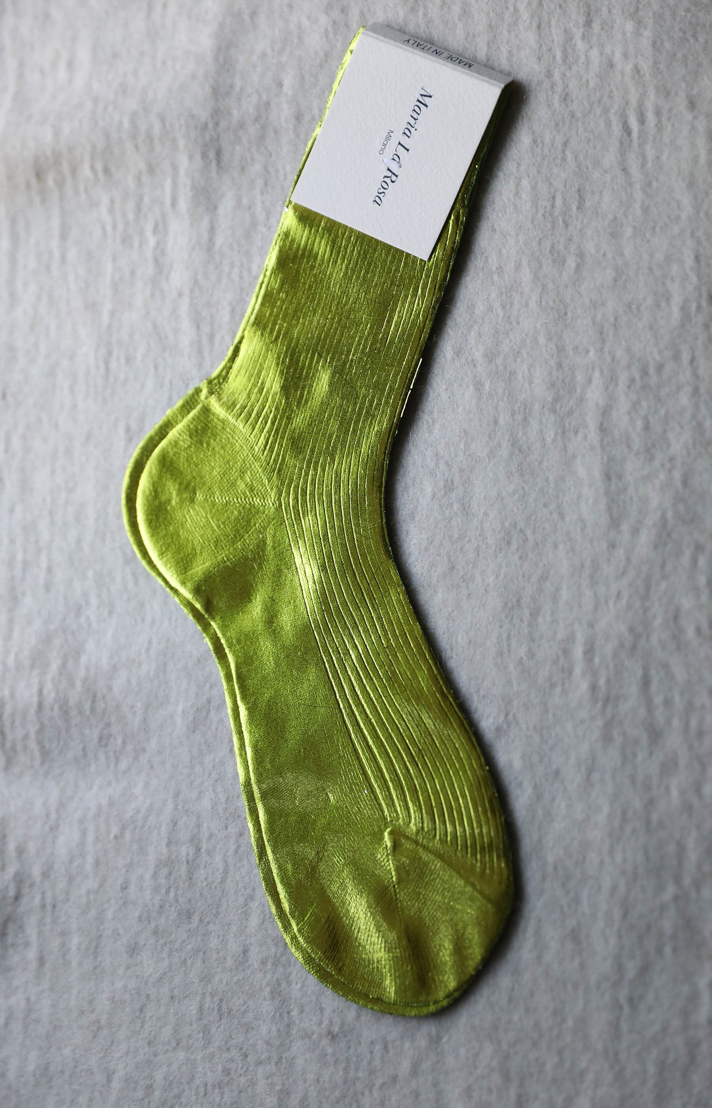 Lime Ribbed Laminated Socks