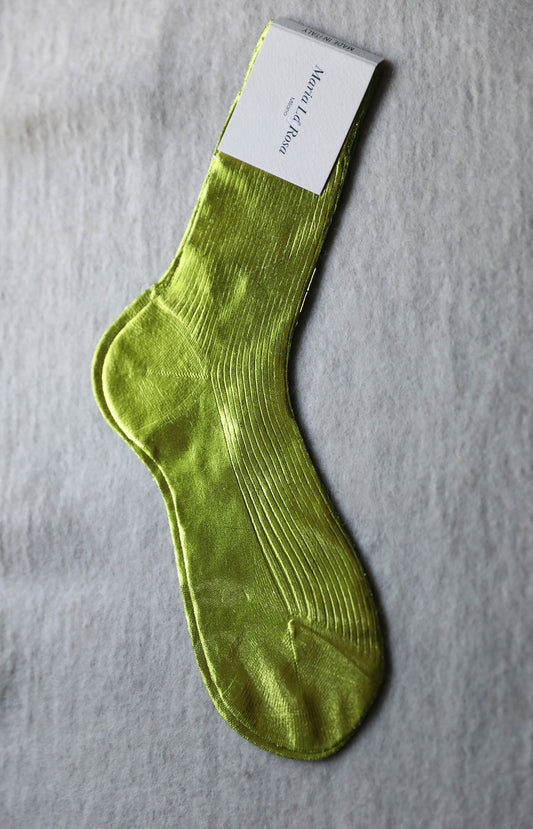 Lime Ribbed Laminated Socks