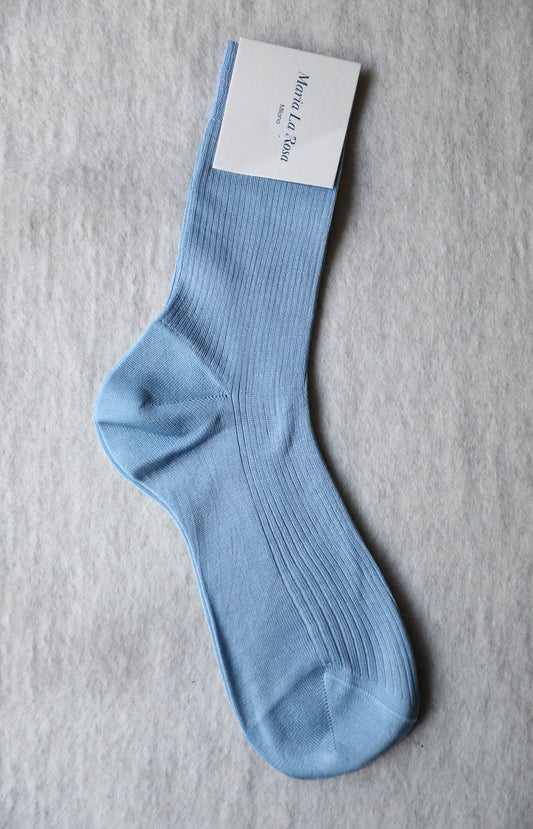 Powder Blue Ribbed Socks