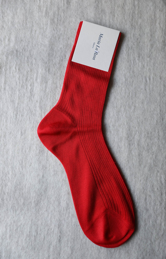 Rosso Lacca Ribbed Socks