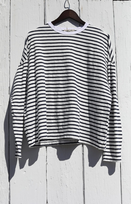 Navy & White Stripe Cotton Tee