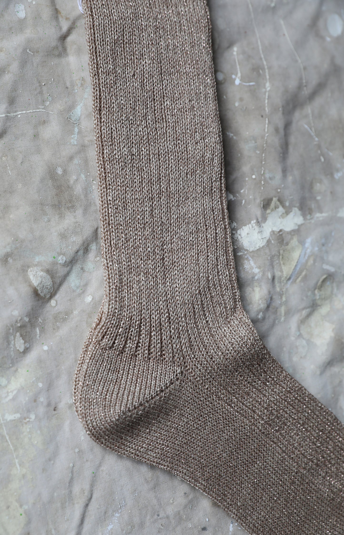 Beige Linen Lame Socks