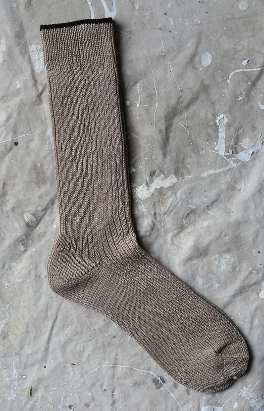 Beige Linen Lame Socks