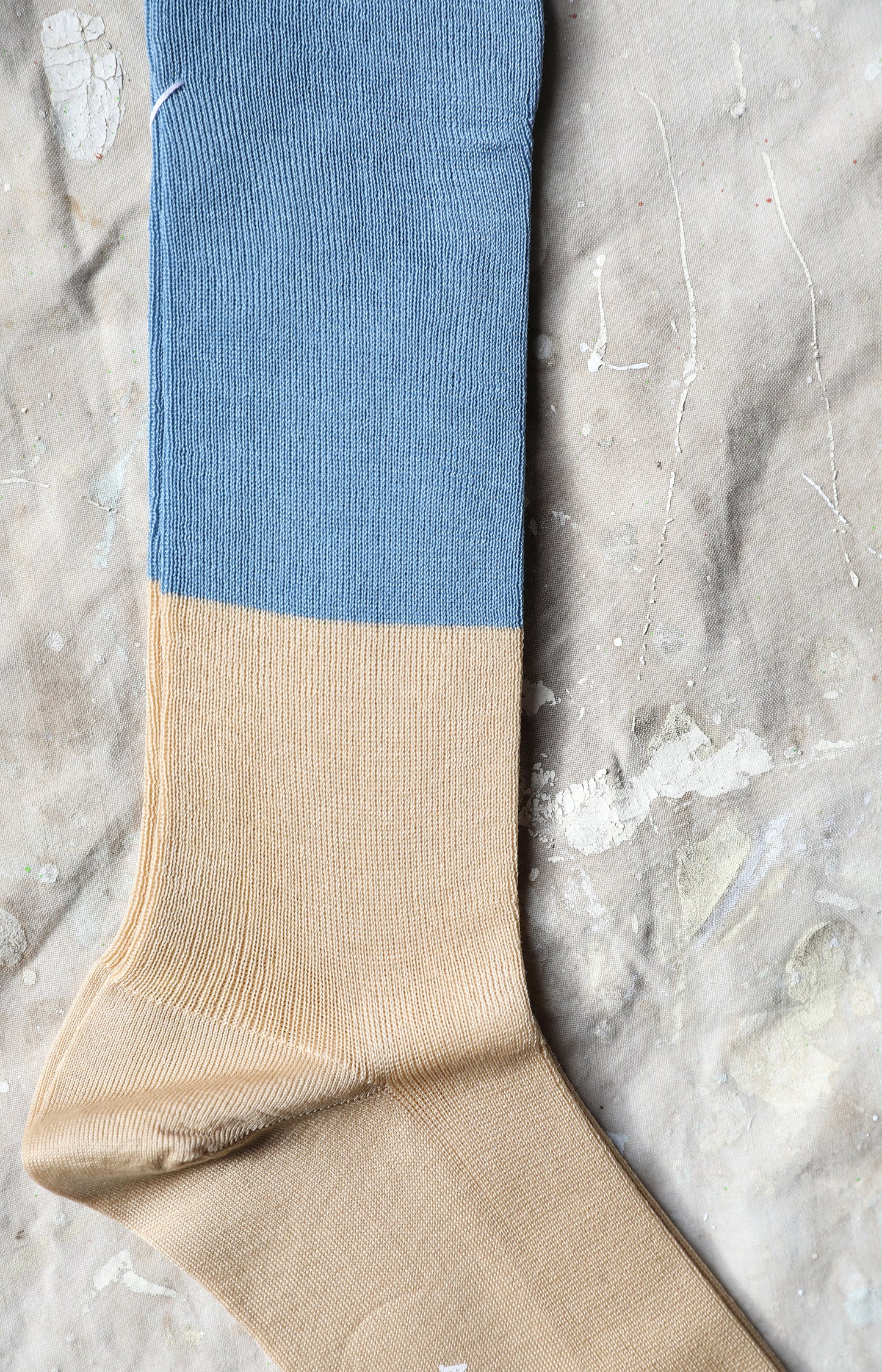 Beige & Blue Two Tone Socks