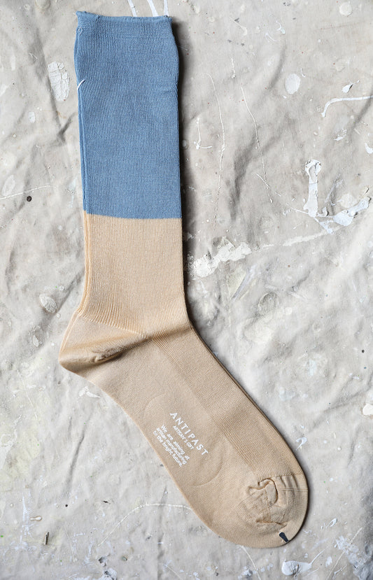 Beige & Blue Two Tone Socks