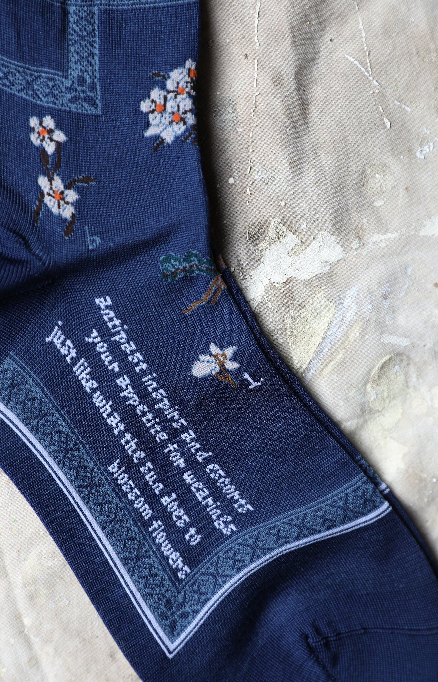 Blue Botanical Short Socks