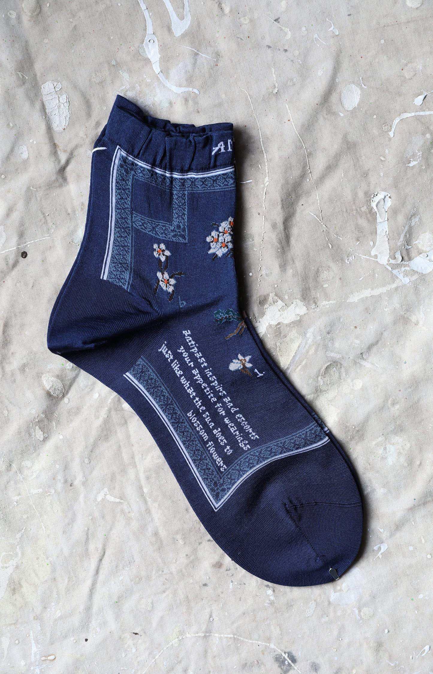 Blue Botanical Short Socks