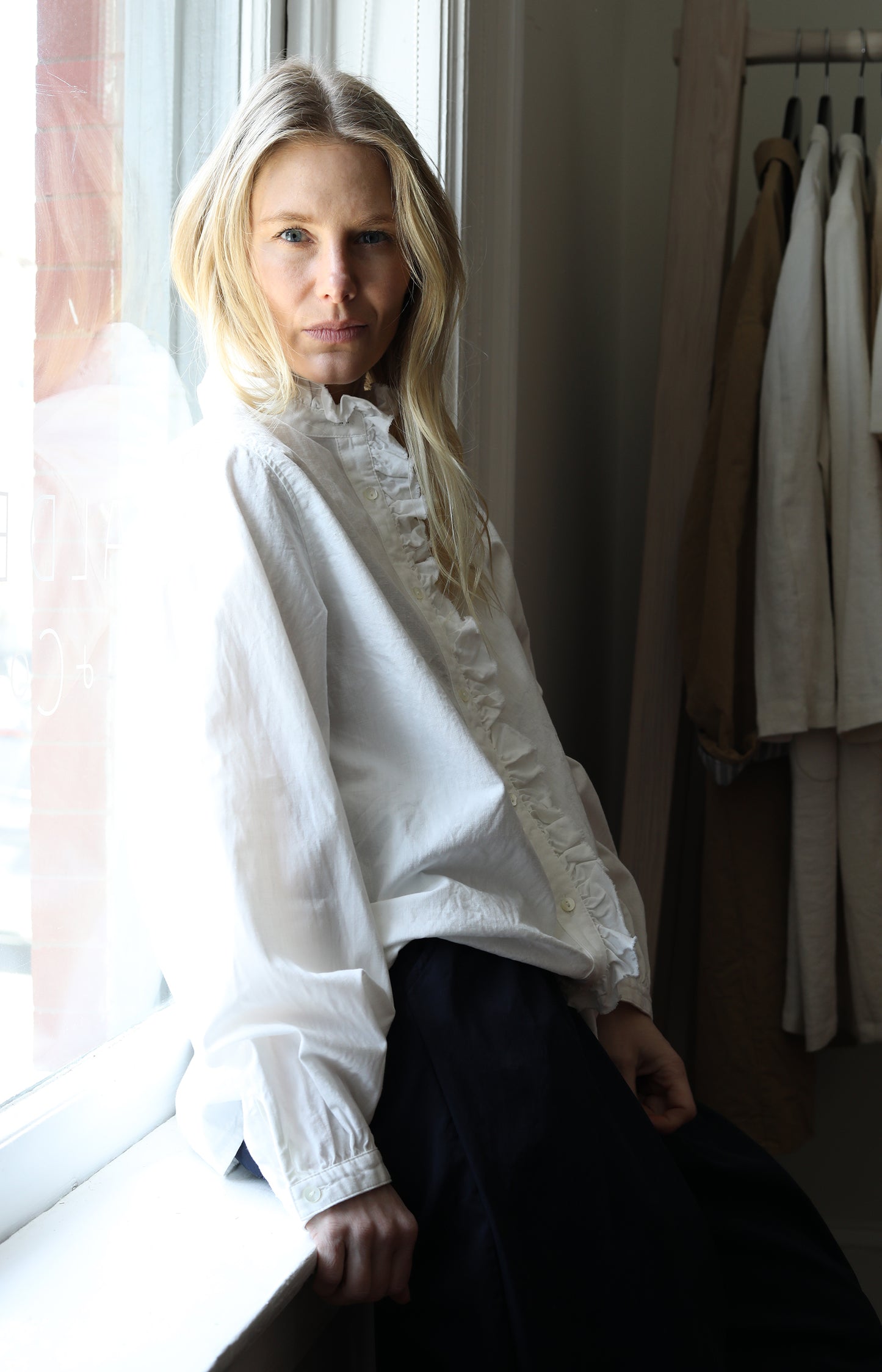 White Ruffle Shirt