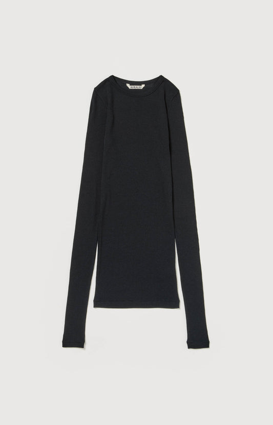 Wool Silk Soft Rib Long Sleeve Tee