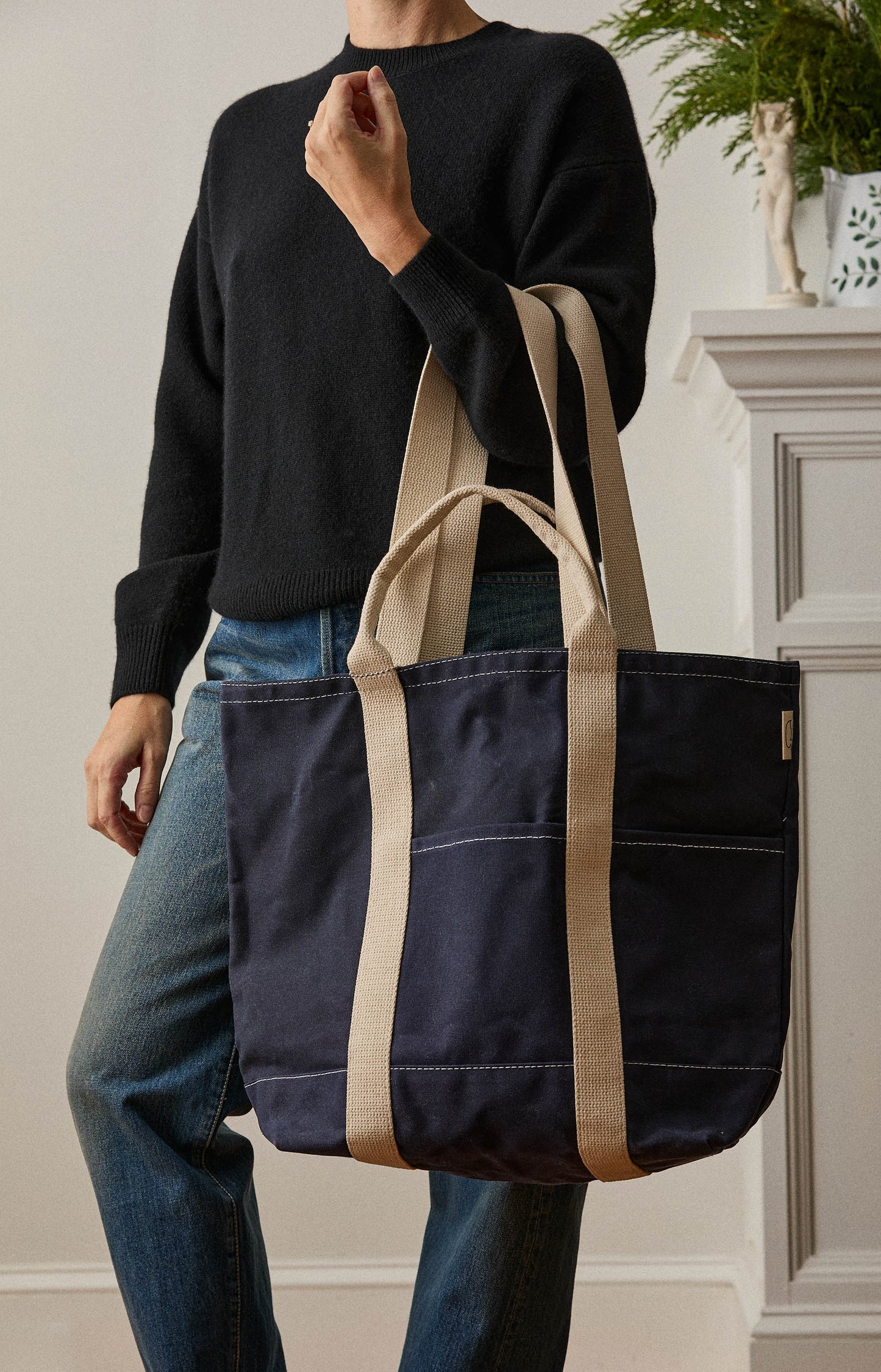Navy Utility Wax Tote