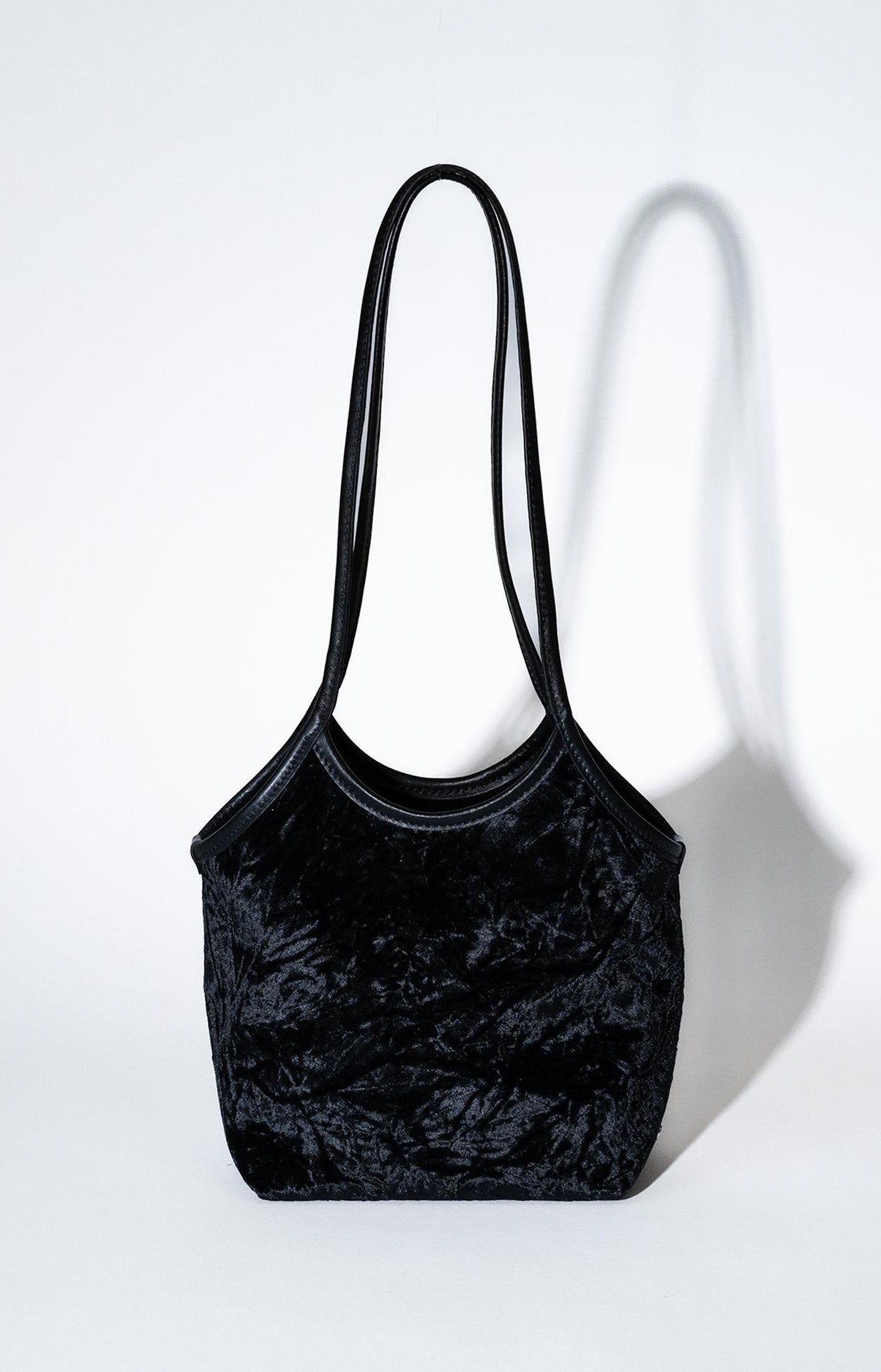Black Crushed Velvet Small Cami Tote