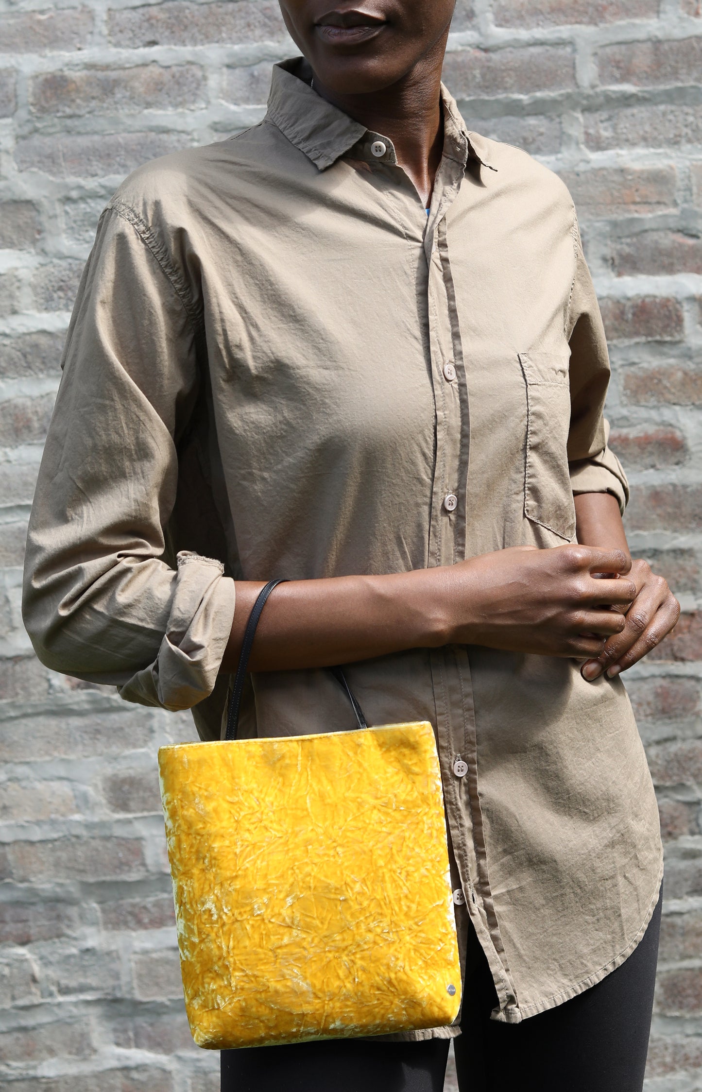 Honey Crushed Velvet Thea Bag