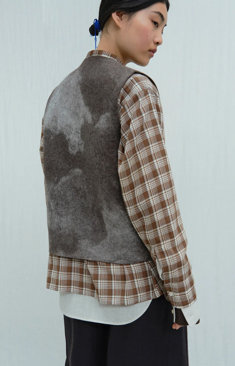 Natural Melange Felt Vest