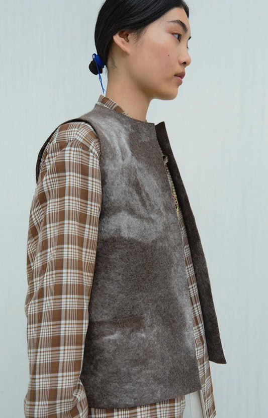 Natural Melange Felt Vest