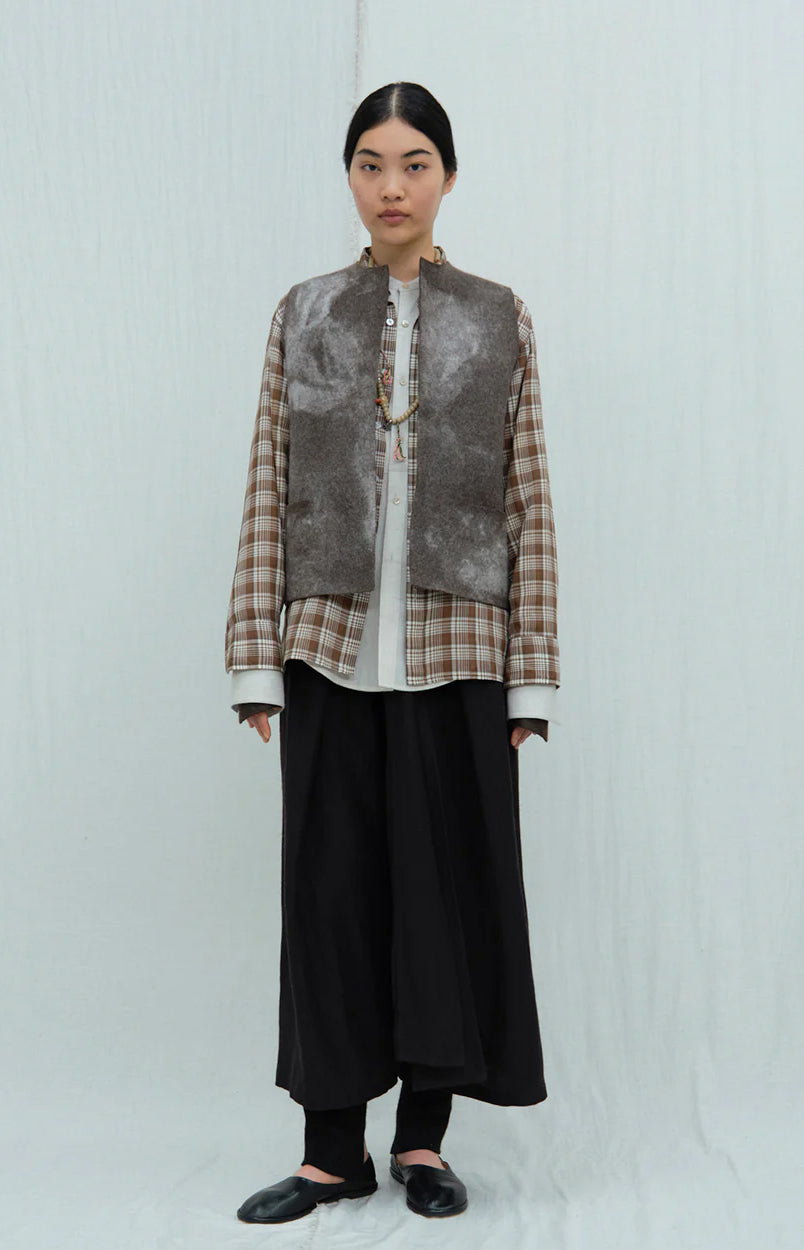 Natural Melange Felt Vest