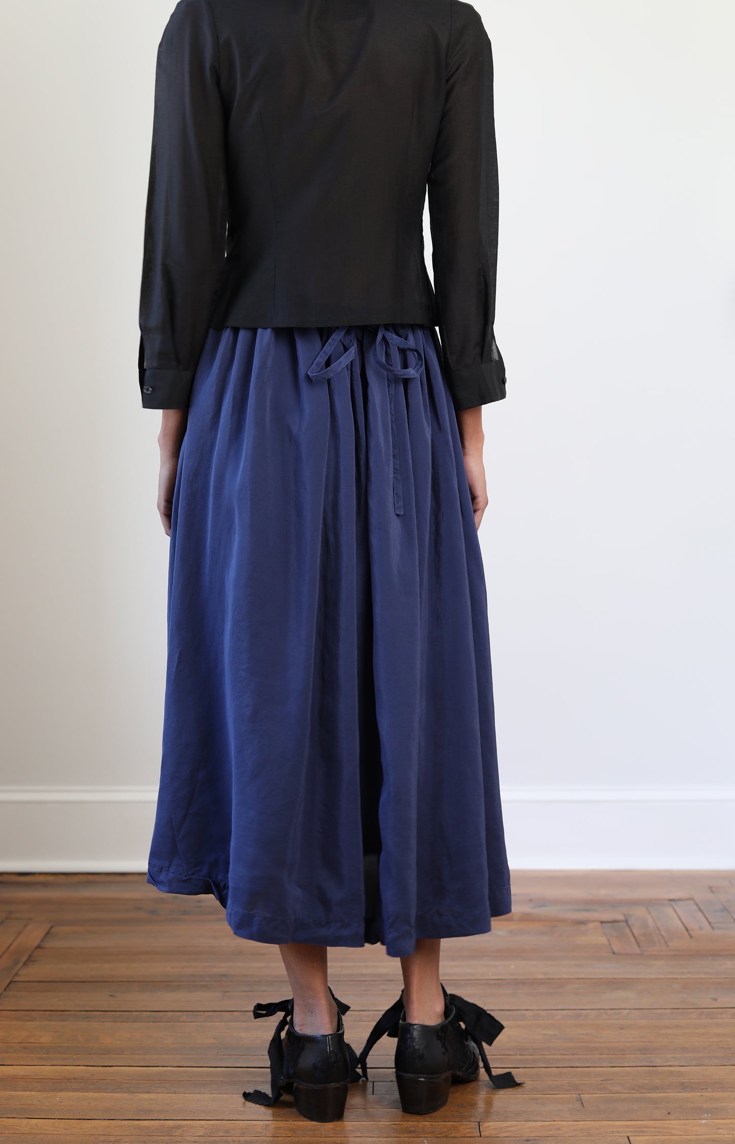 Weathered Blue Silk Jeany Skirt