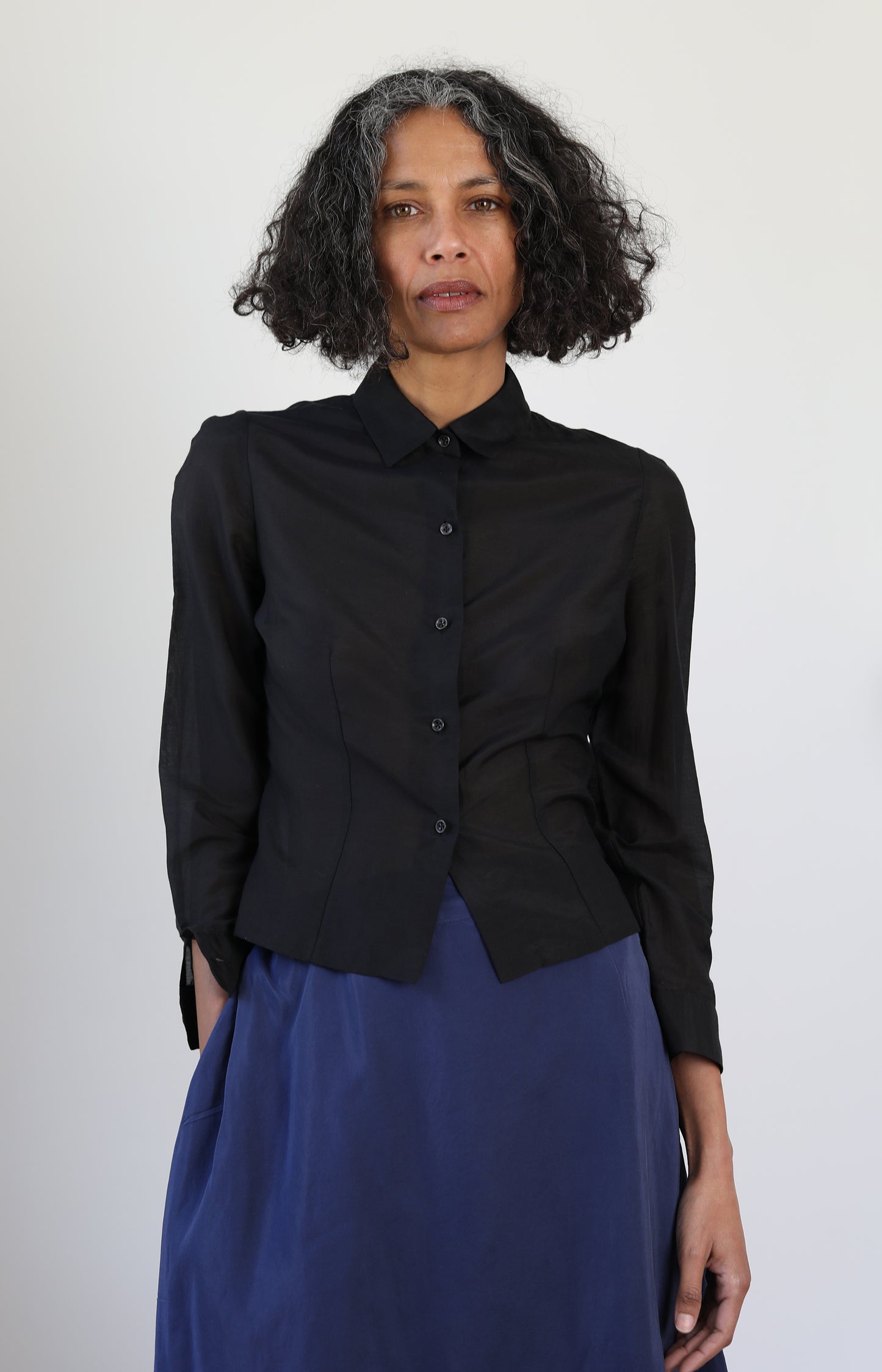 Black Silk Cotton Shirt