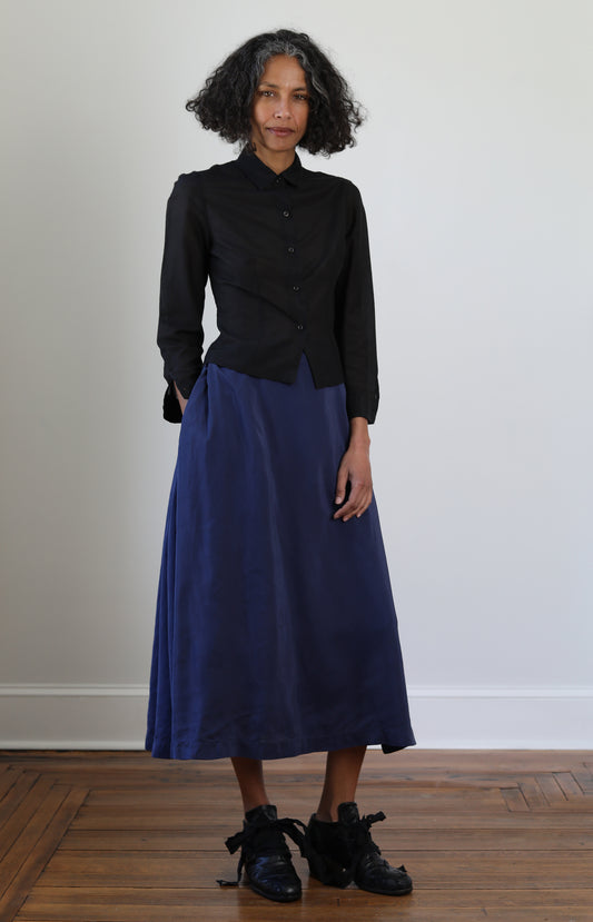 Weathered Blue Silk Jeany Skirt