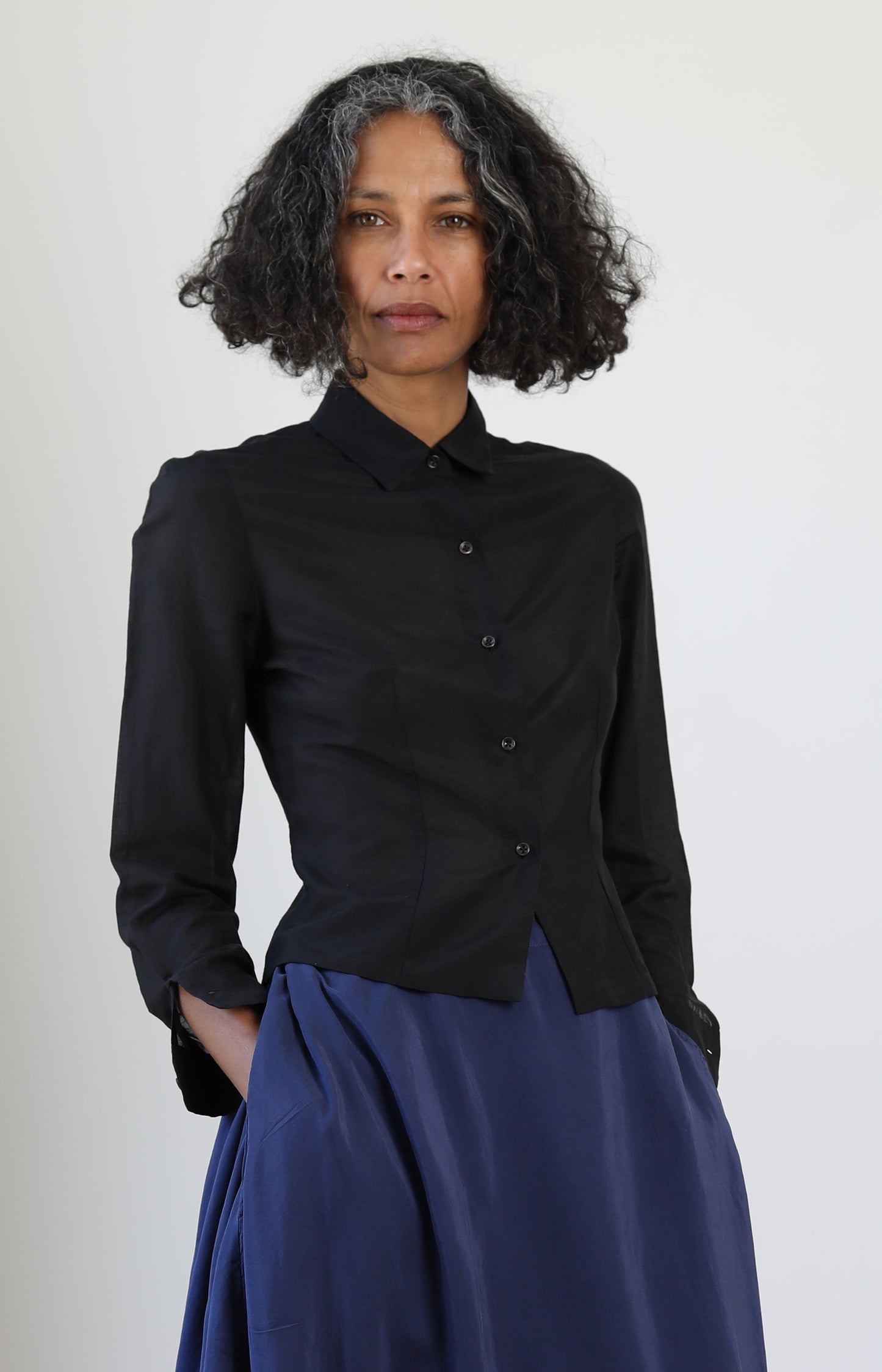 Black Silk Cotton Shirt