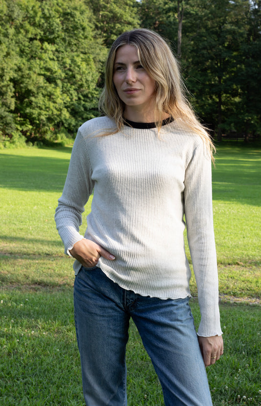 Oat Gauze Ribbed Tee