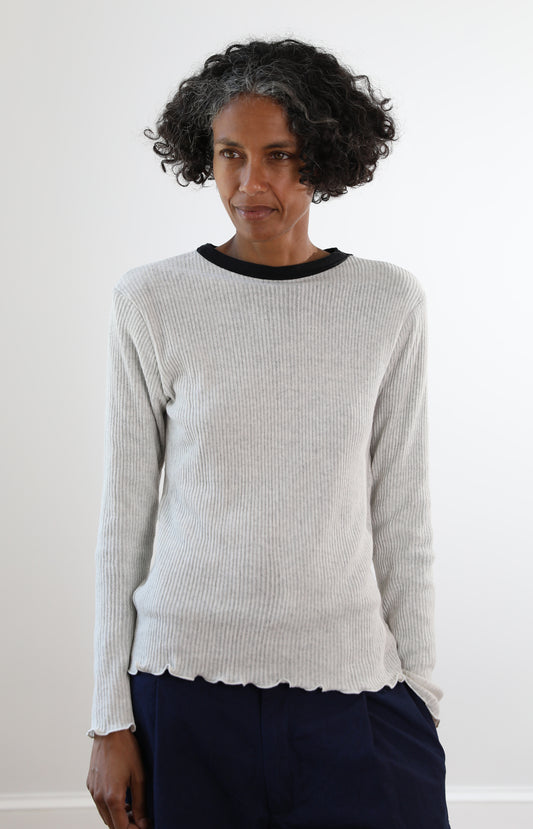 Oat Gauze Ribbed Tee