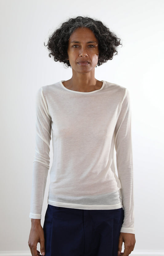 White Long Sleeve Jersey Tee
