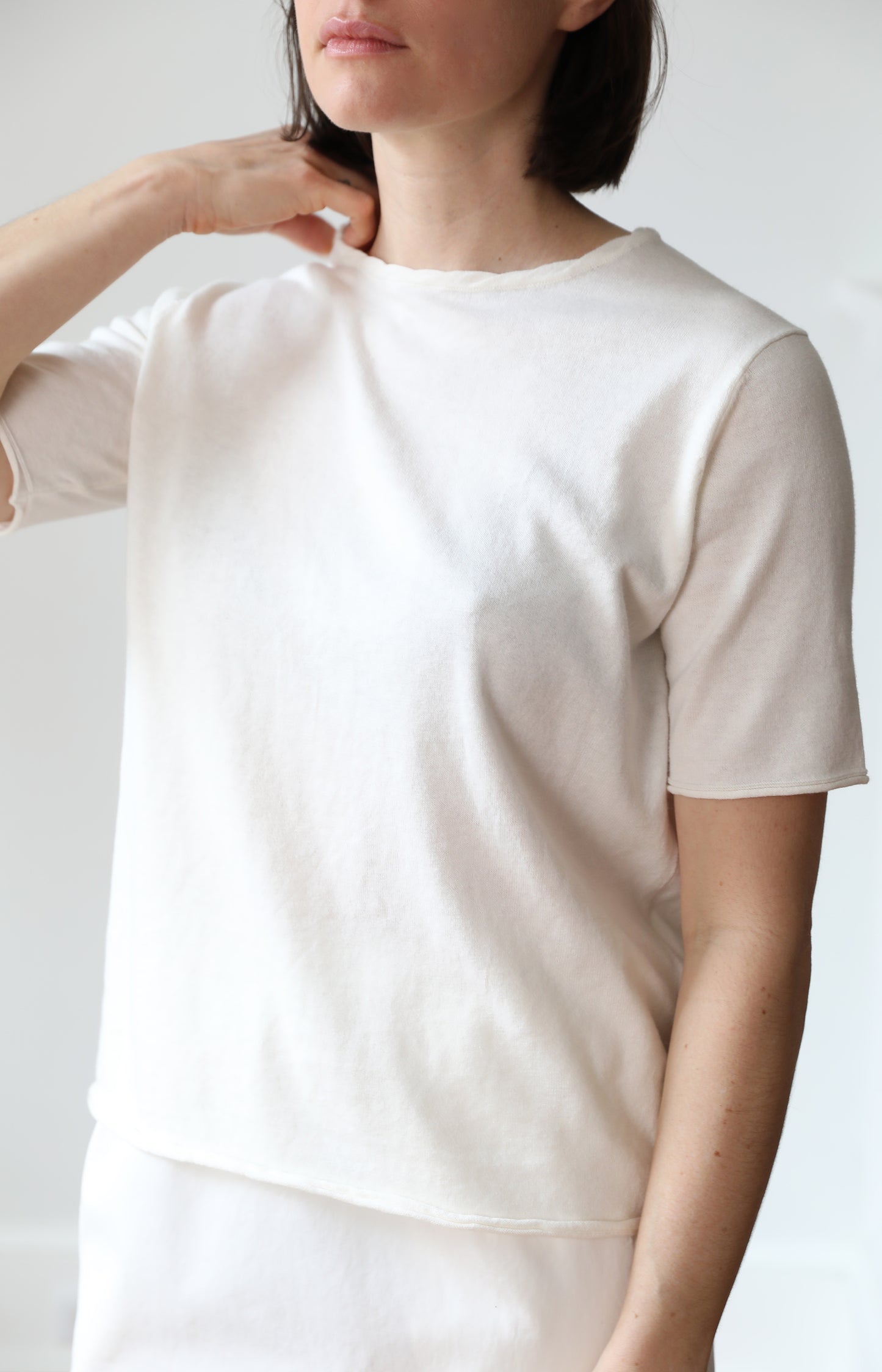 White Cotton Cashmere Tee