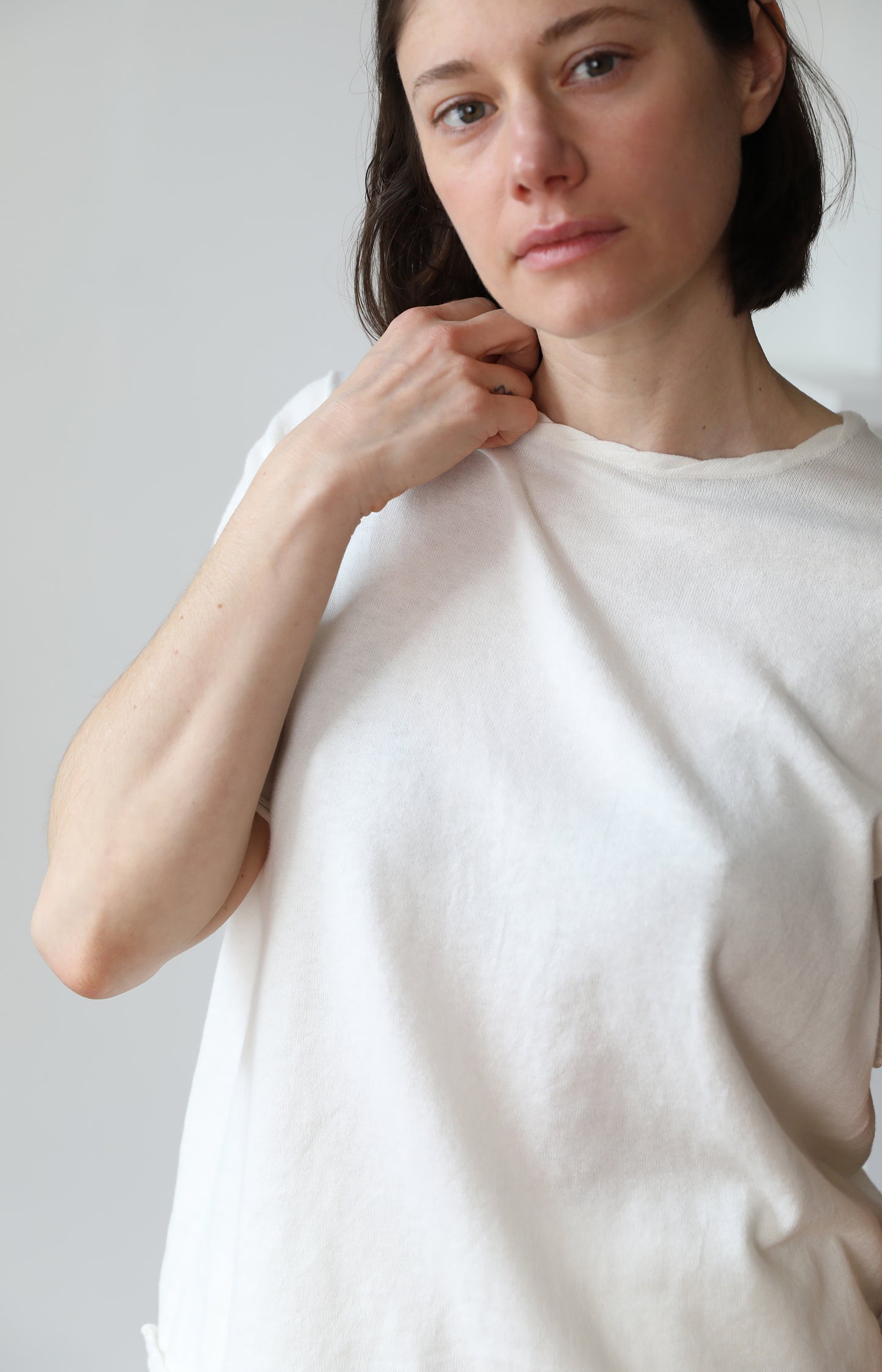 White Cotton Cashmere Tee