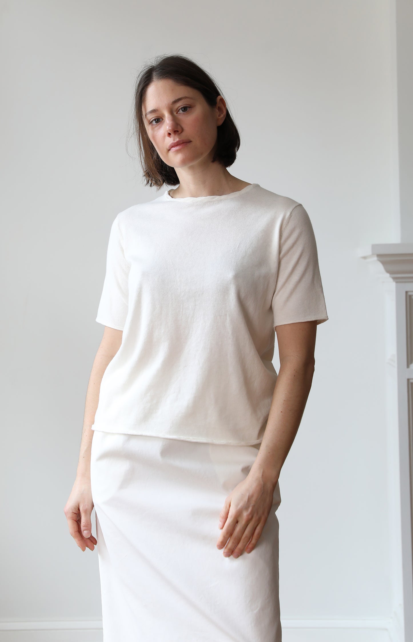 White Cotton Cashmere Tee