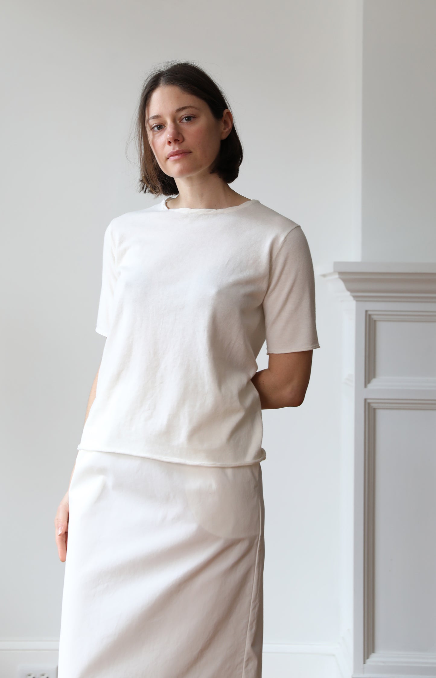 White Cotton Cashmere Tee