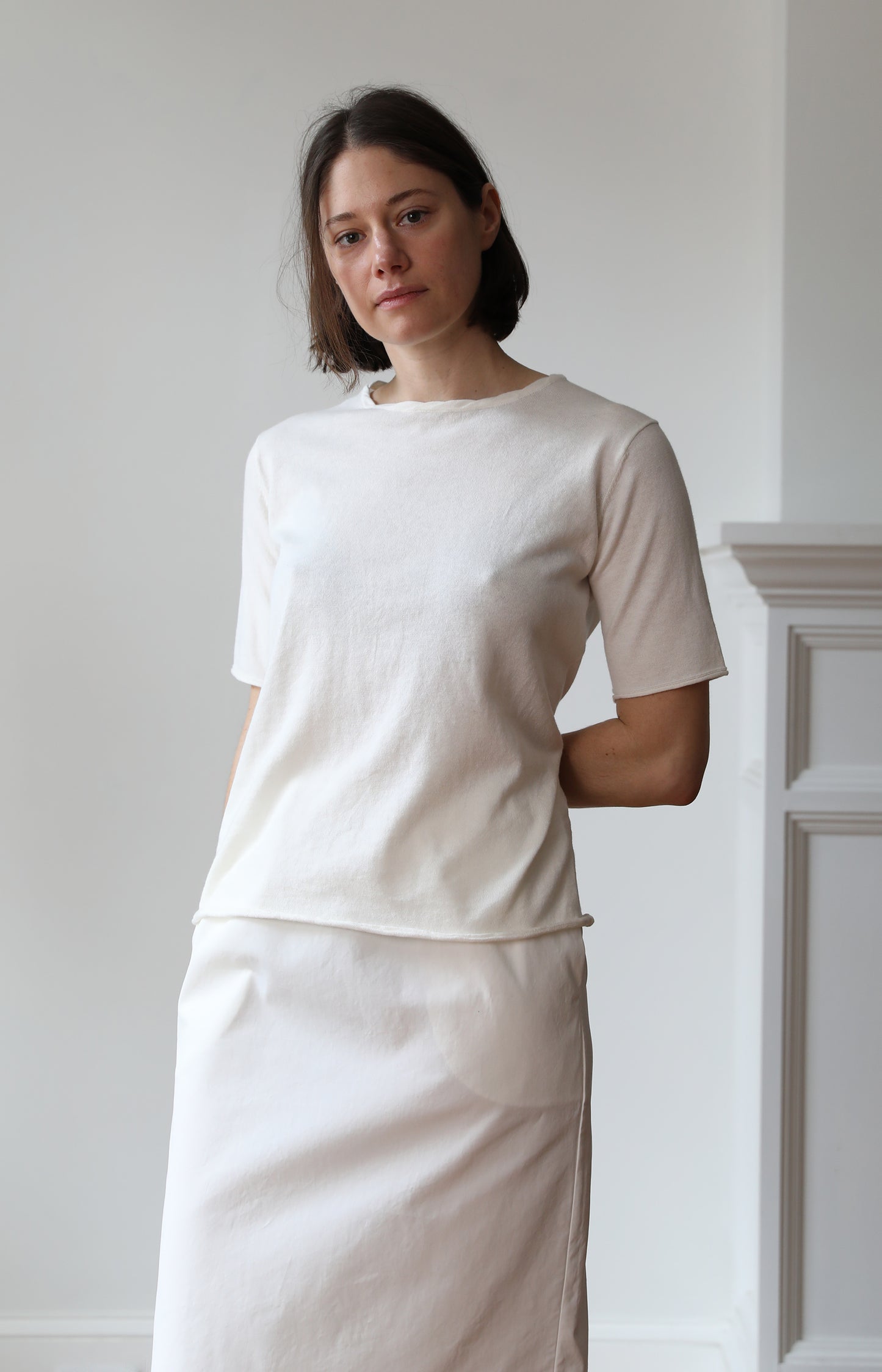 White Cotton Cashmere Tee