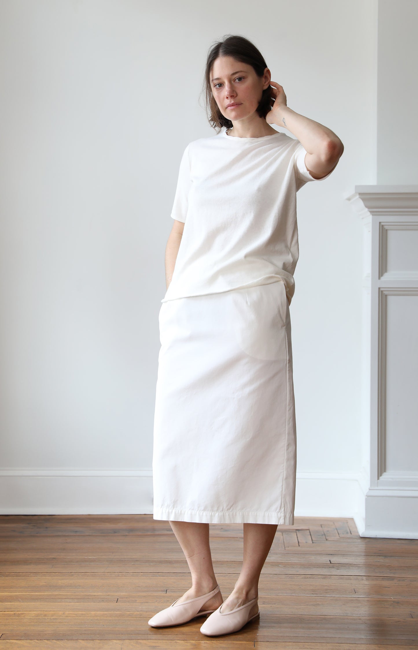 White Cotton Cashmere Tee