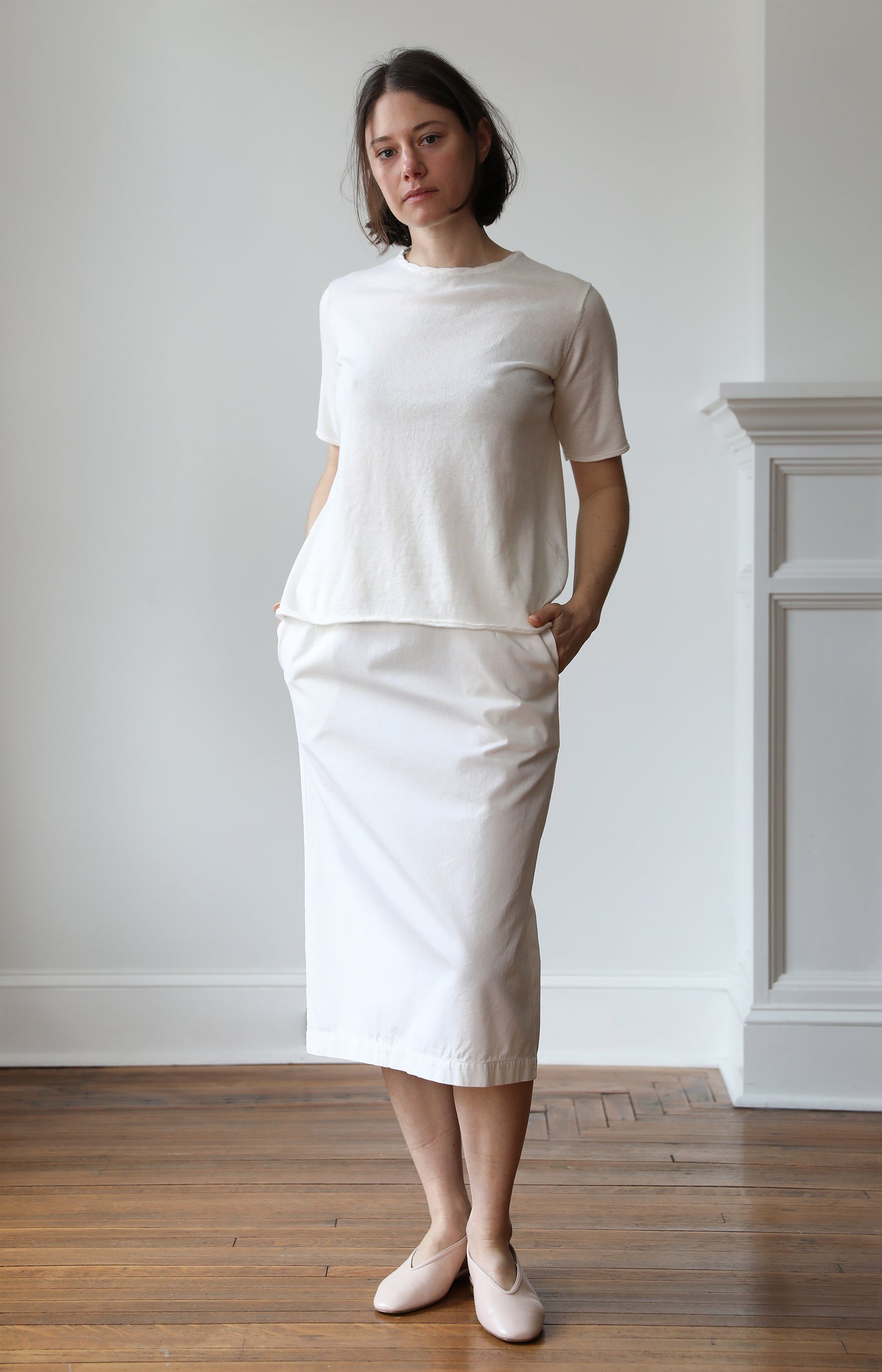 White Cotton Cashmere Tee