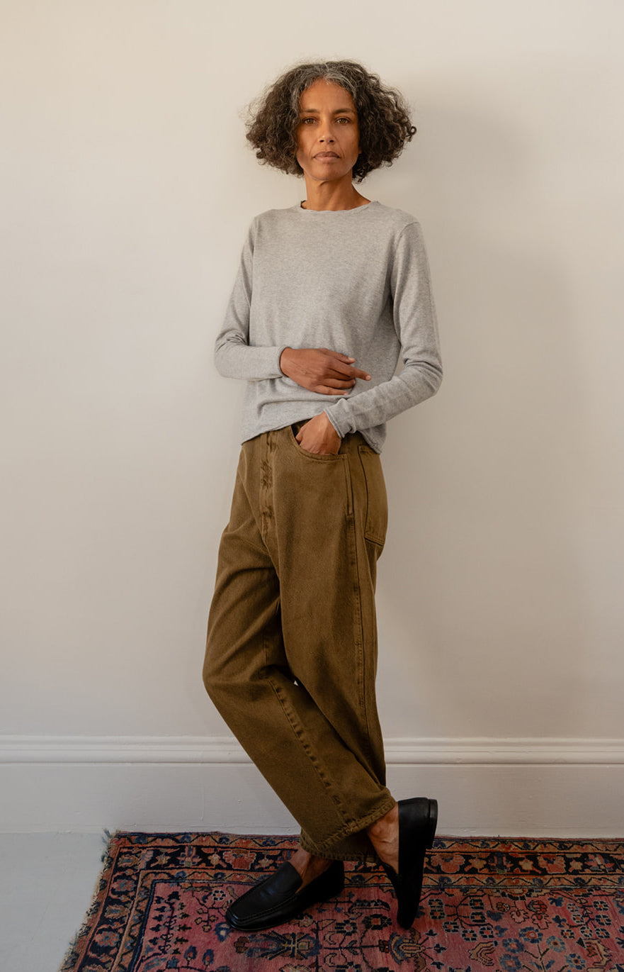 Heather Grey Cotton Cashmere Tee