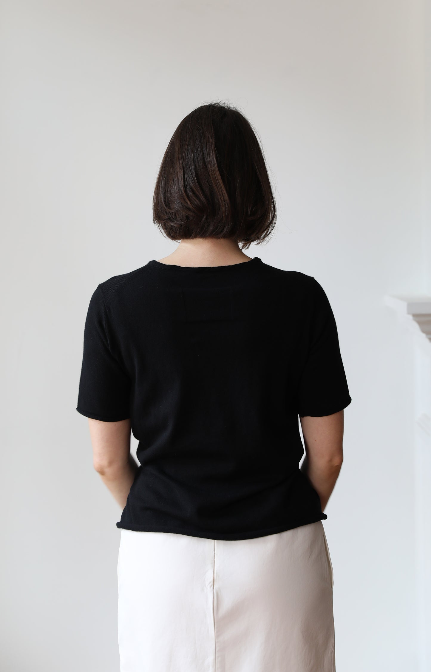 Black Cotton Cashmere Tee