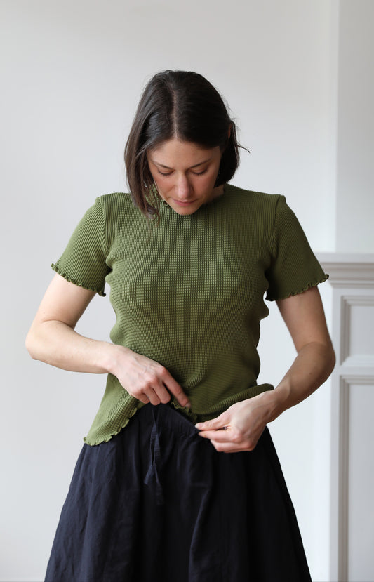 Olive Waffle Short Sleeve Tee