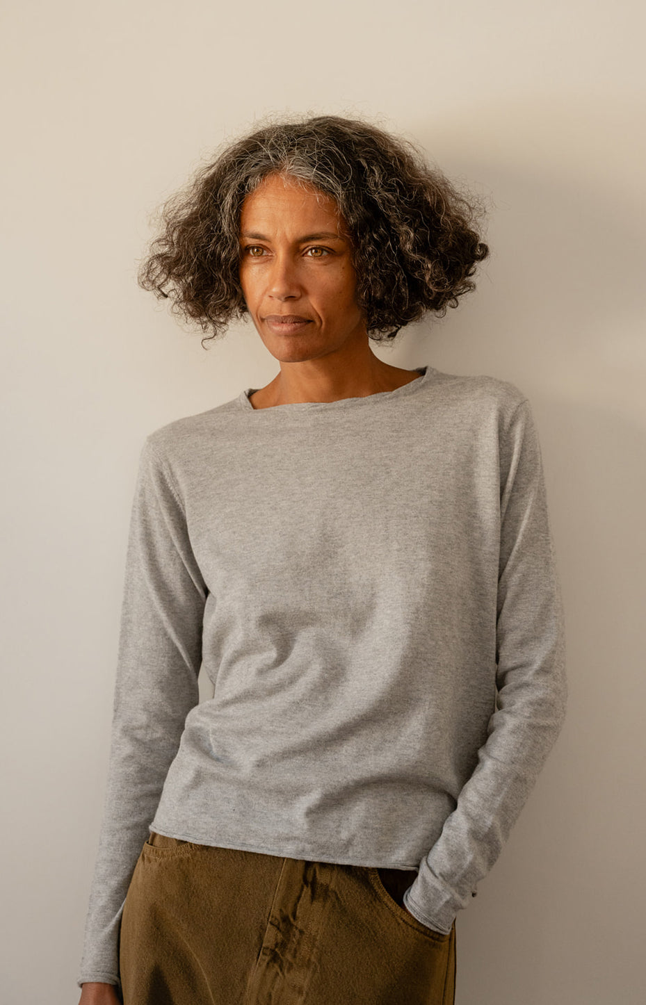 Heather Grey Cotton Cashmere Tee