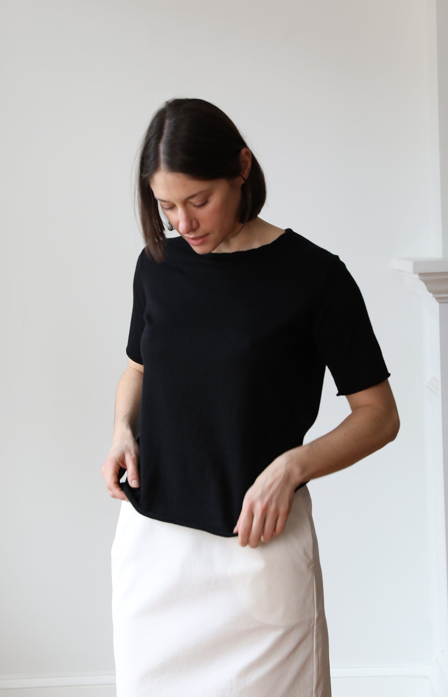 Black Cotton Cashmere Tee