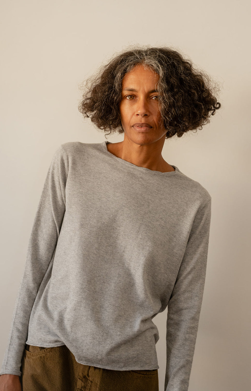 Heather Grey Cotton Cashmere Tee