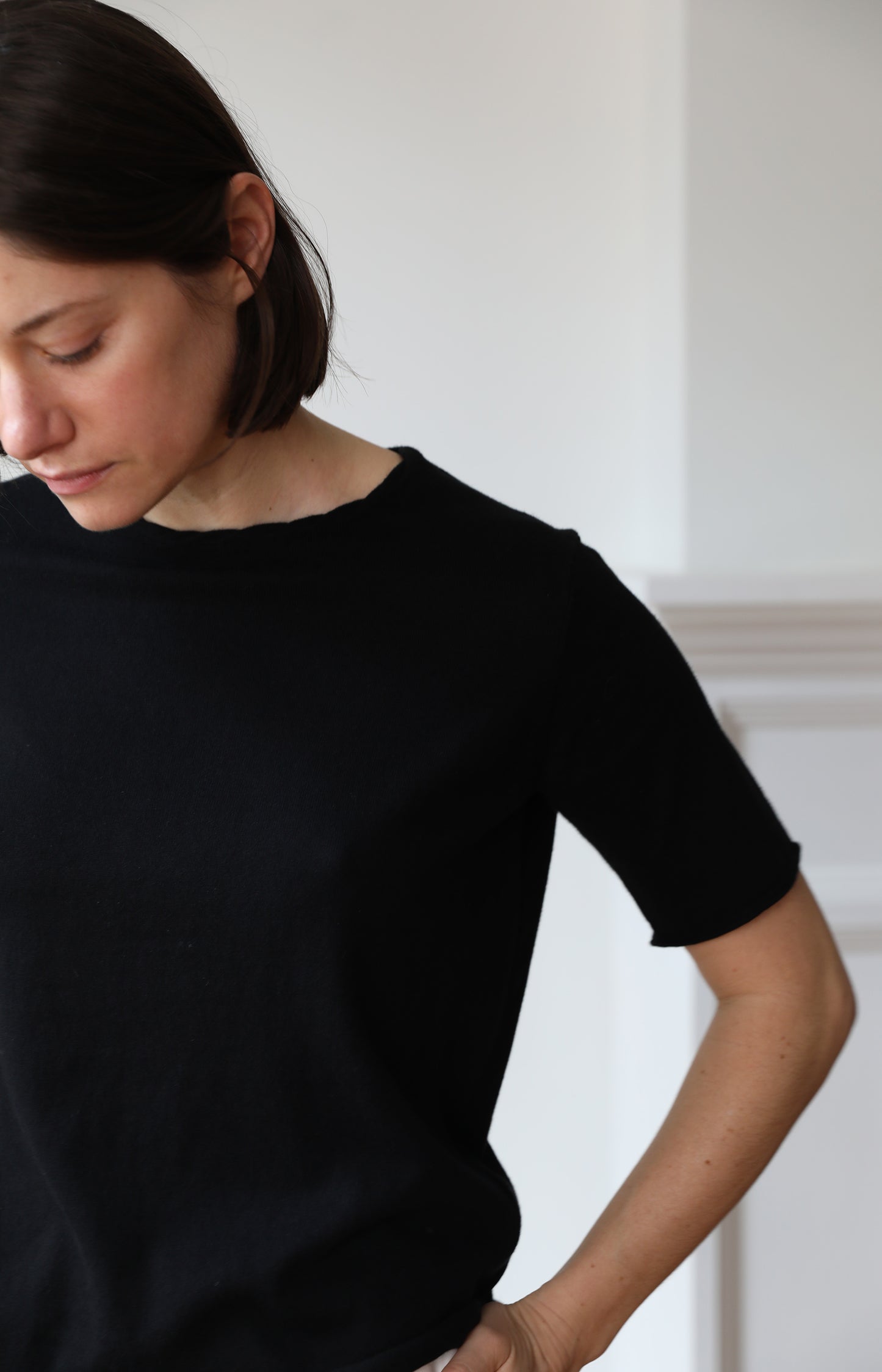Black Cotton Cashmere Tee