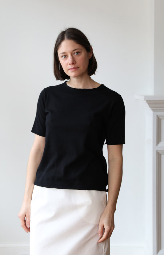 Black Cotton Cashmere Tee