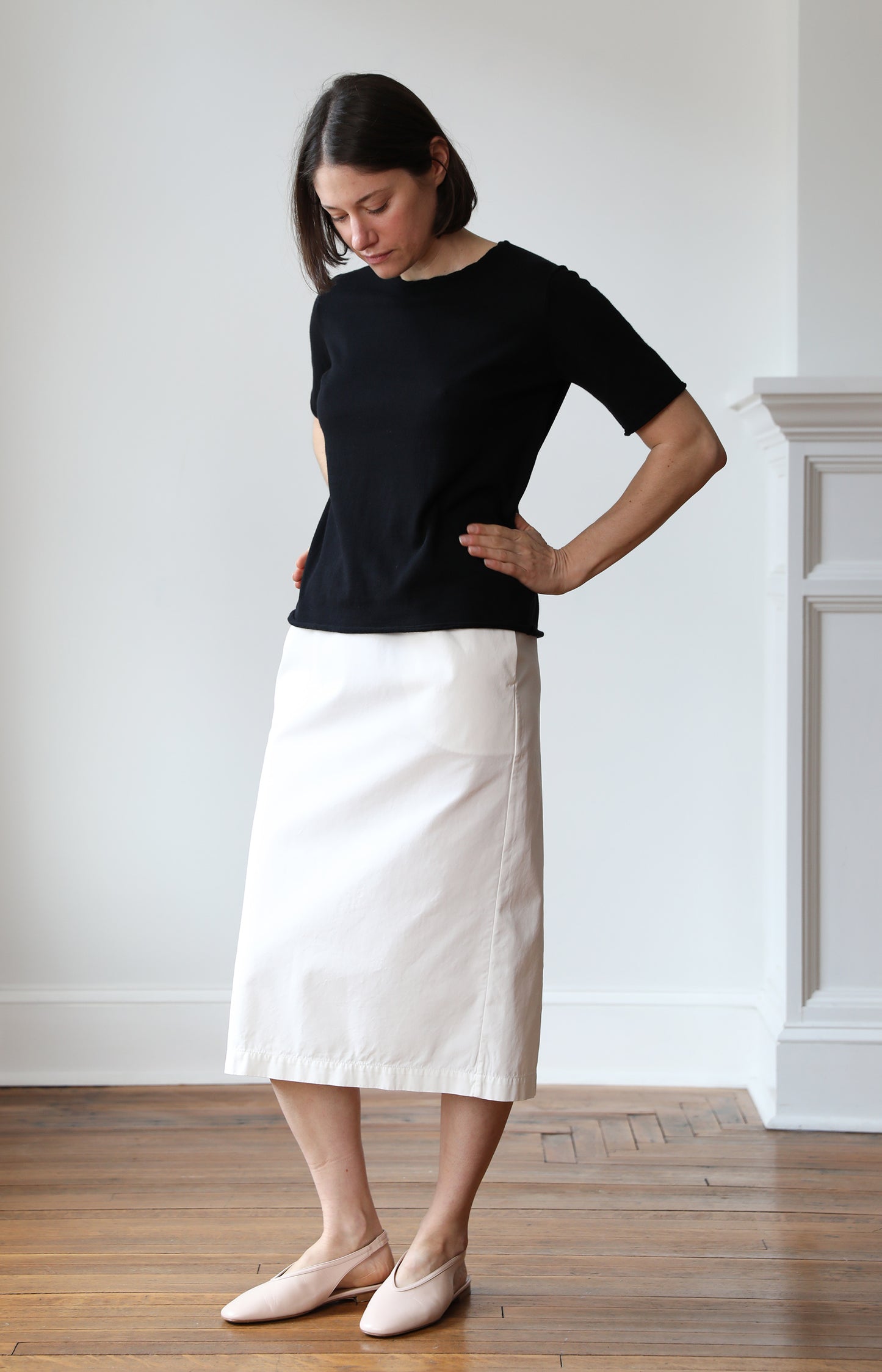 Black Cotton Cashmere Tee