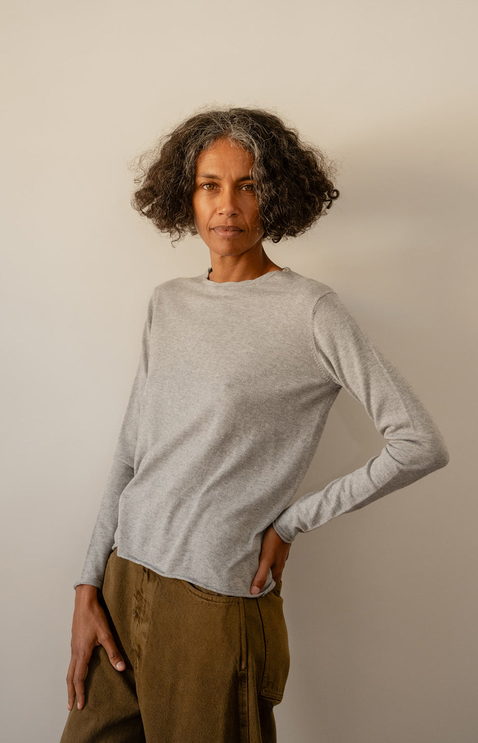 Heather Grey Cotton Cashmere Tee