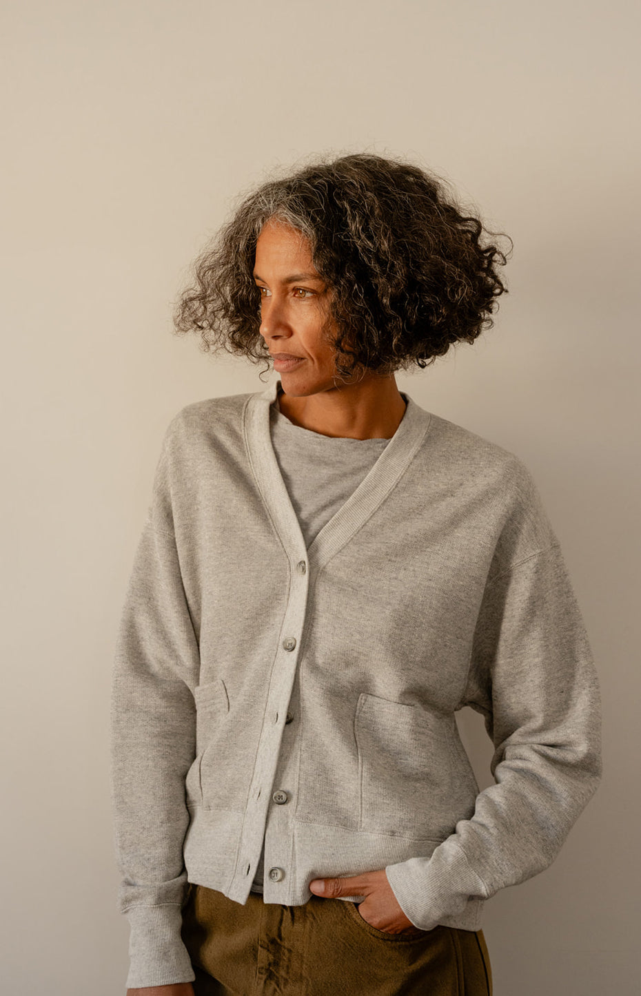Heather Grey Fleece Cardigan