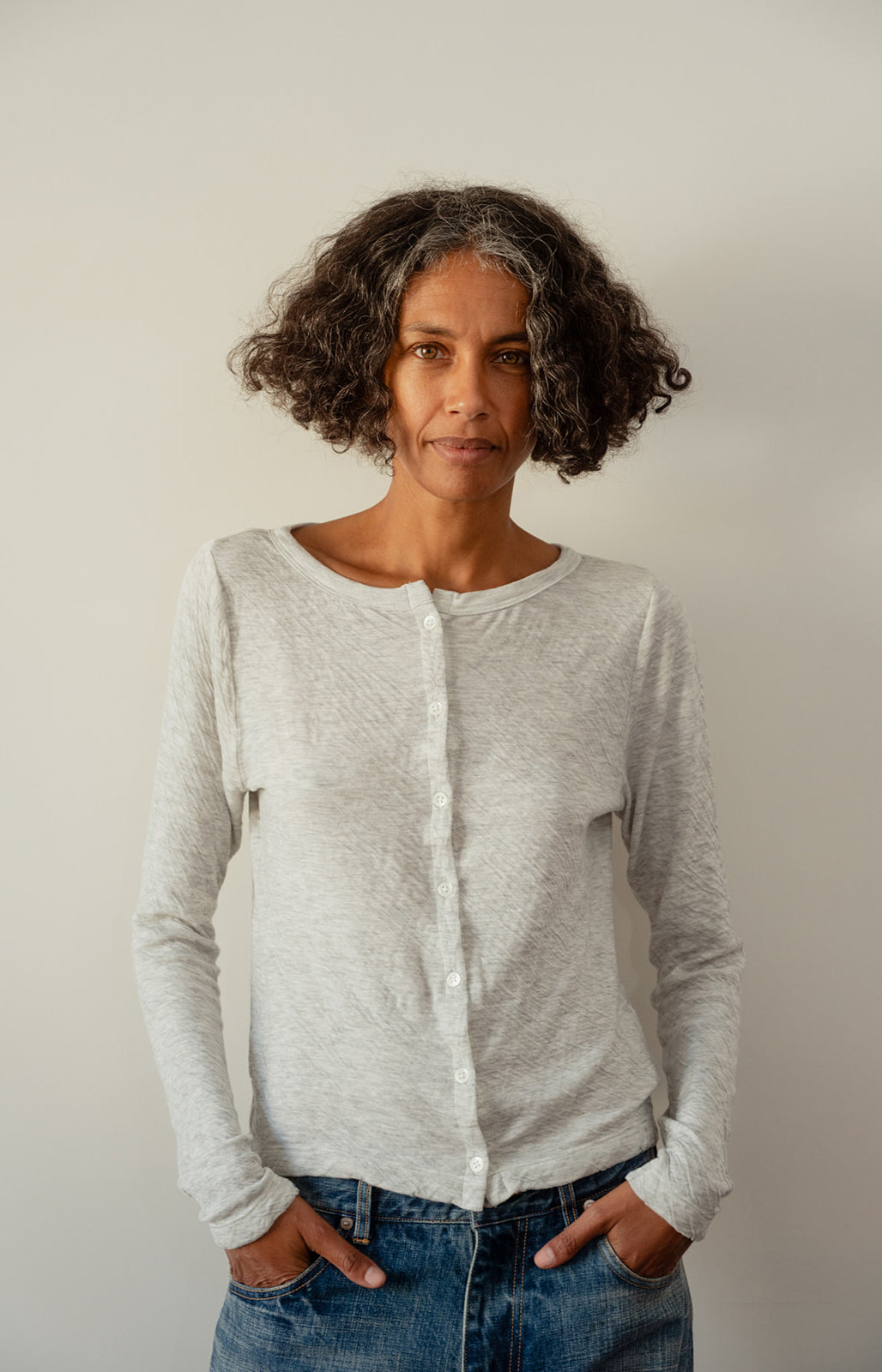 Heather Grey Double Face Cardigan