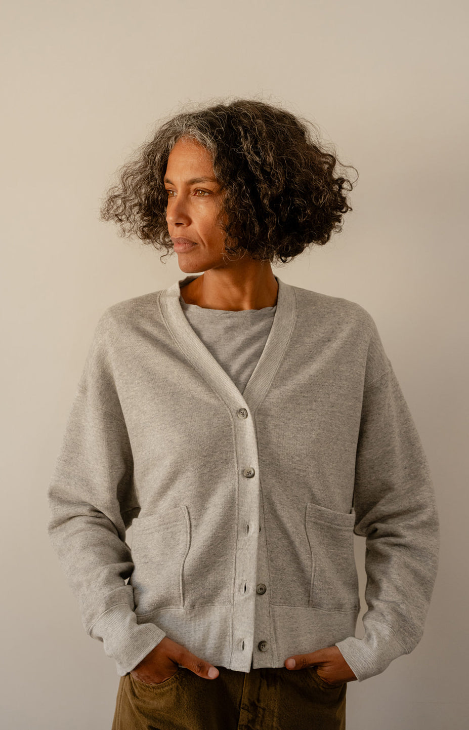 Heather Grey Fleece Cardigan
