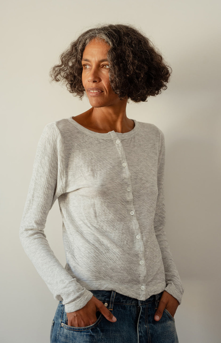 Heather Grey Double Face Cardigan