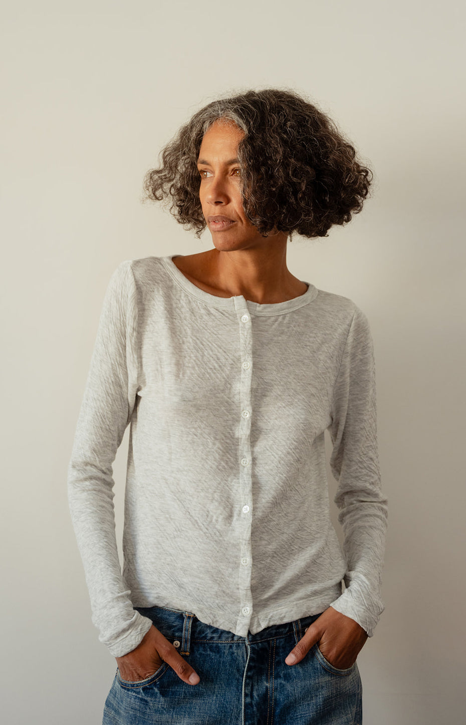 Heather Grey Double Face Cardigan