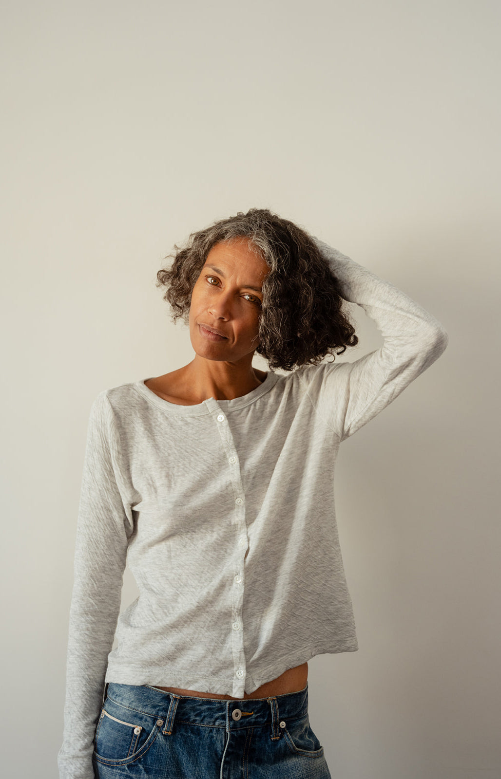 Heather Grey Double Face Cardigan