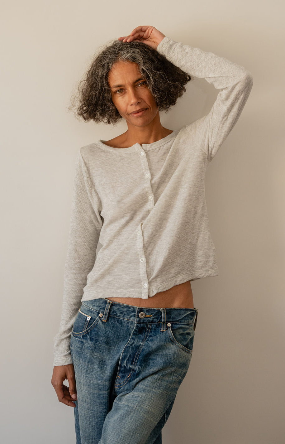 Heather Grey Double Face Cardigan